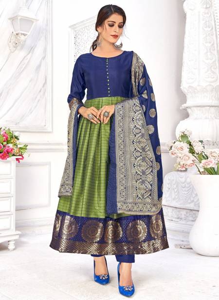 Green Colour Kulfi 2 Rahul NX New Latest Designer Ethnic Wear Banarasi Silk Gown Collection 1003